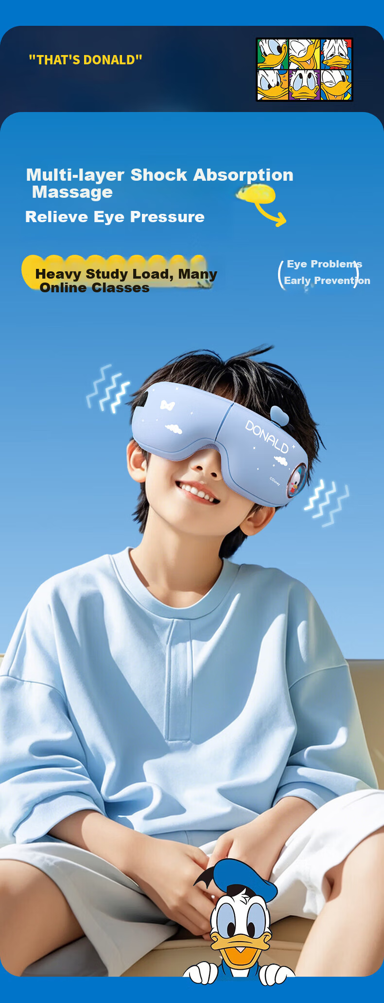 Disney Donald Duck Eye Massager Boys Birthday Gift for Children 10+ Practical Eye Massager for 12-15 Year Olds Elementary and Middle School Boys Children's Day Gift 9