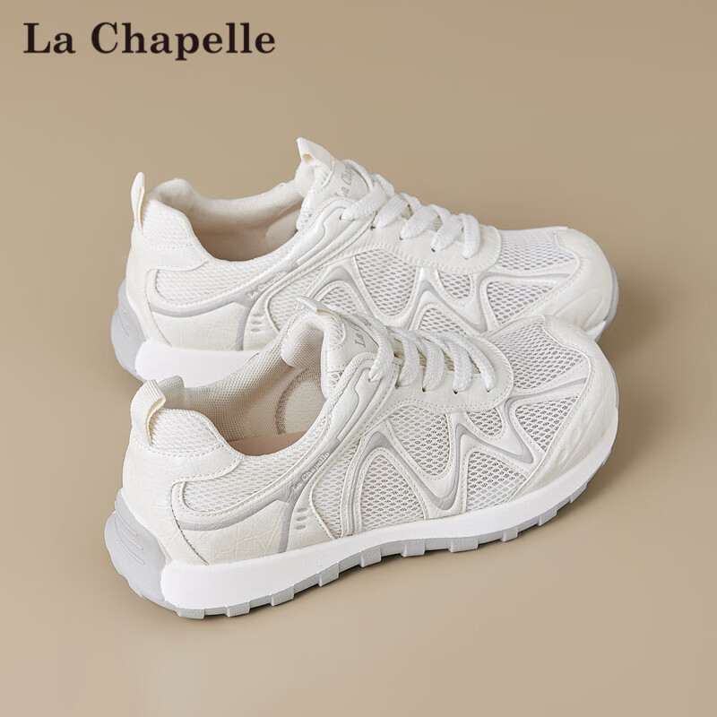 La Chapelle Women's Mesh Lightweight Breathable Running Casual Simple Sports Shoes E885 Silver Gray Size 38