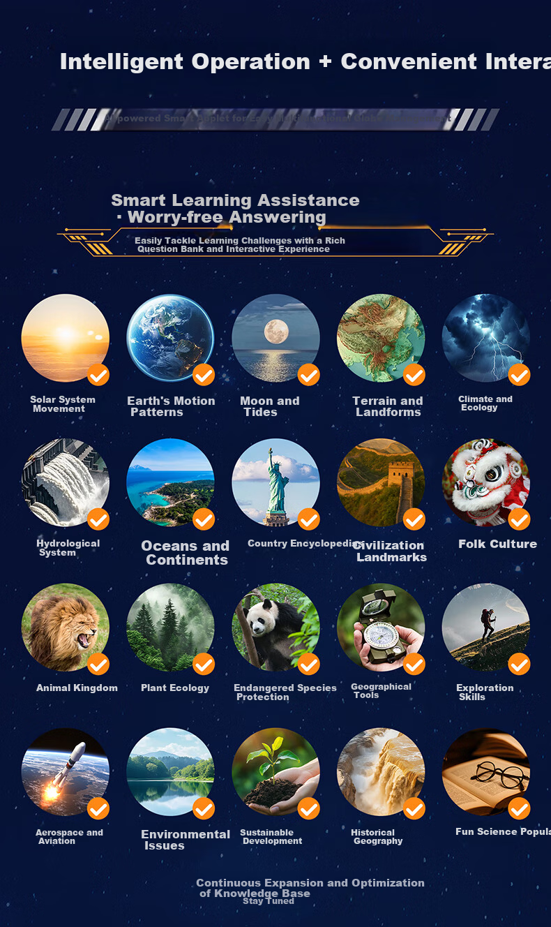 JAKI Building Blocks Assembled Dawn Sky Intelligent AI Globe Model Children's Toy Birthday Gift for Boys and Girls 8