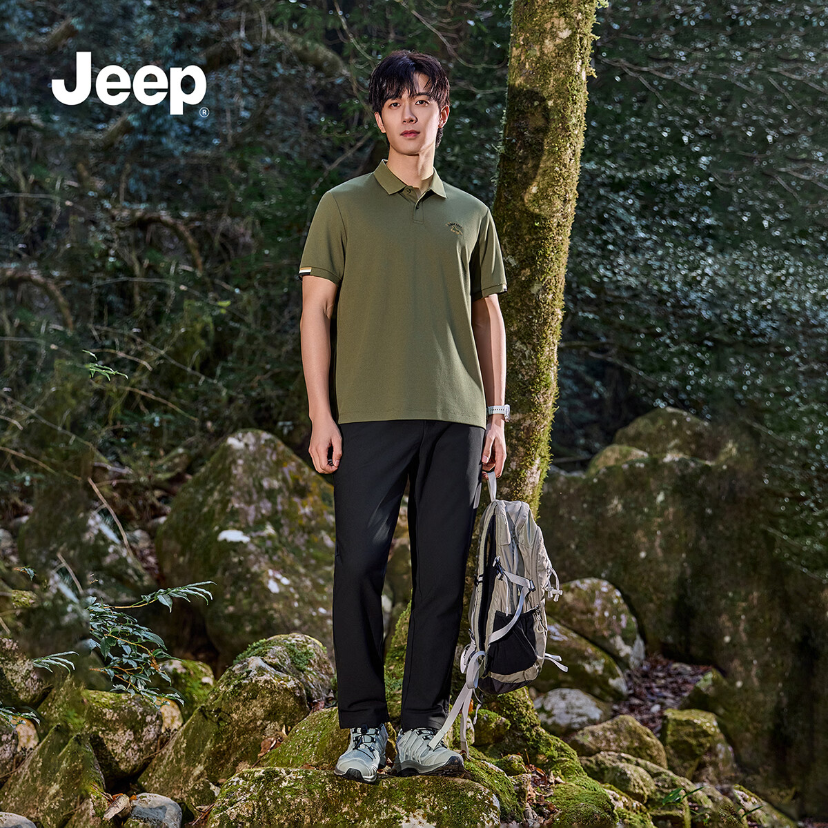 JEEP 2026 Summer New Breathable Lightweight Polo Shirt Men's Short Sleeve Sports T-Shirt for Fitness Running