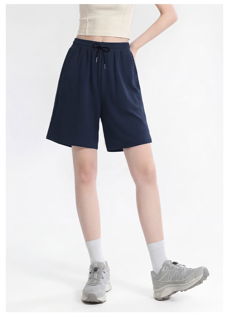 Warrior Women's Summer Shorts 2026 New Casual Loose Sports Pants High Waist Simple Solid Color Knee-Length 15