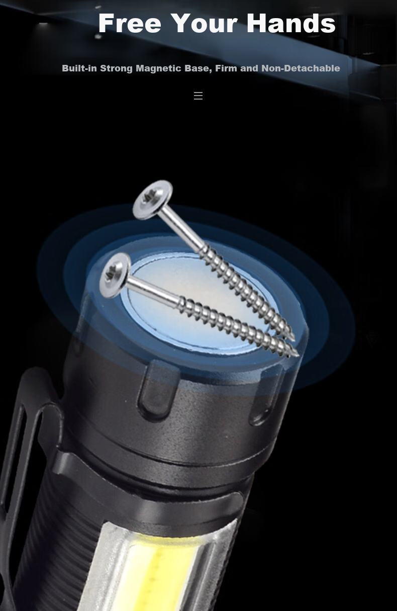 MAX LOAD Magnetic Rechargeable Mini Portable High Brightness Outdoor Flashlight with Side Light Multifunctional Work Repair Torch 9
