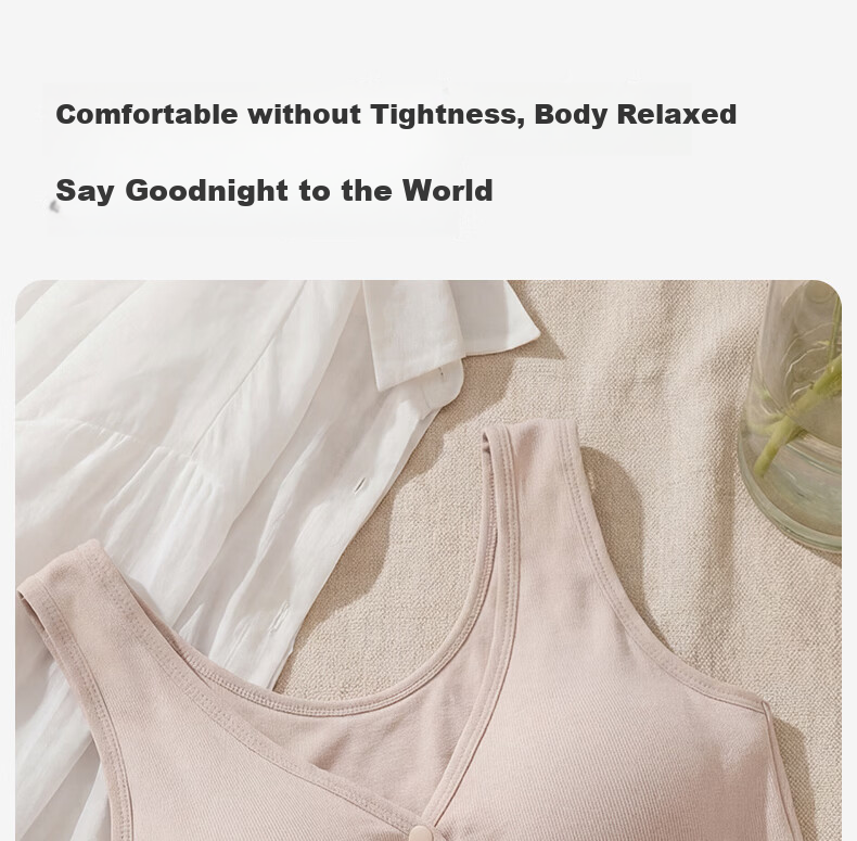 FENYE Three-Buckle Adjustable Nursing Bra Postpartum Feeding Pure Cotton Sleep Bra Anti-Sagging Large Breast Sleepwear Skin Tone L 27