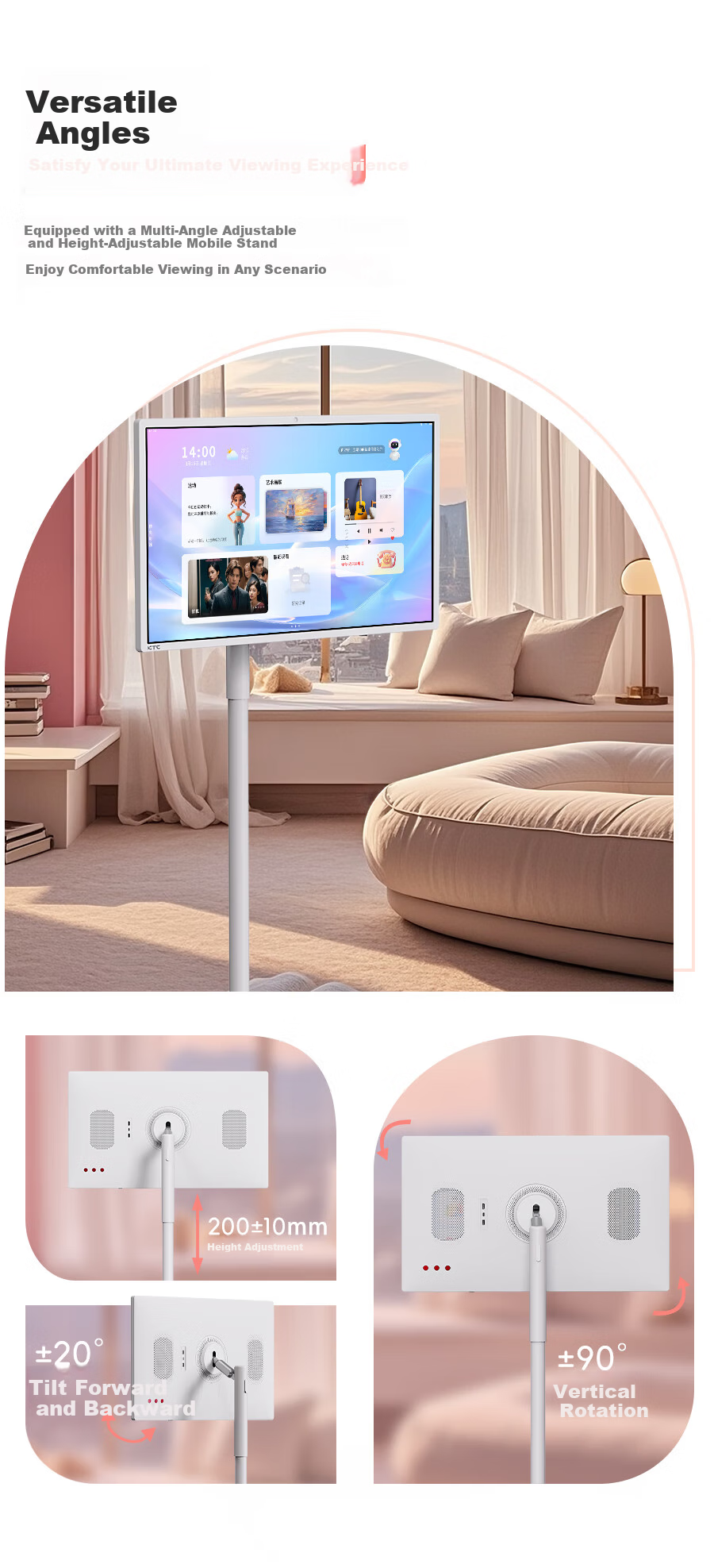 KTC 32-inch 4K 8GB+128GB Bestie Machine Flexible Screen Rhein Eye Protection Certified AI Voice Wireless Casting Remote Control Lift Rotating Mobile Screen A32Q7s 20