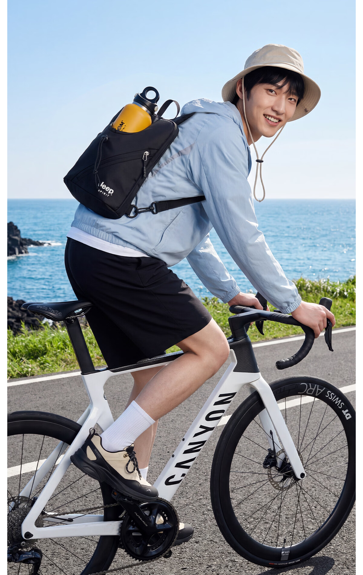 JEEP SPIRIT Men's Chest Bag Single Shoulder Crossbody Water Bottle Compartment Simple Sports Casual Commuter Cycling Bag 11