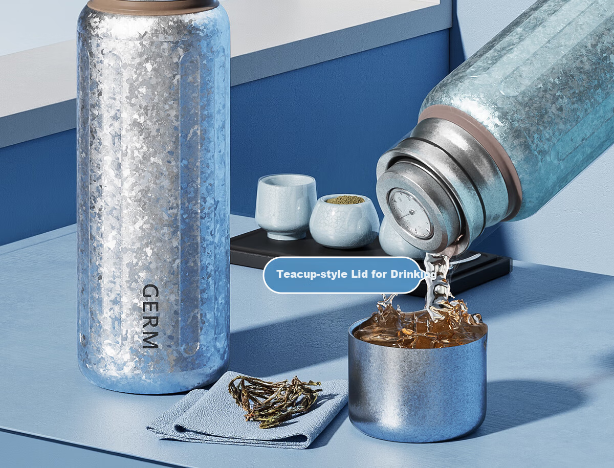 Germ Pure Titanium Insulated Temperature Display Water Bottle 500ML Space Silver 16
