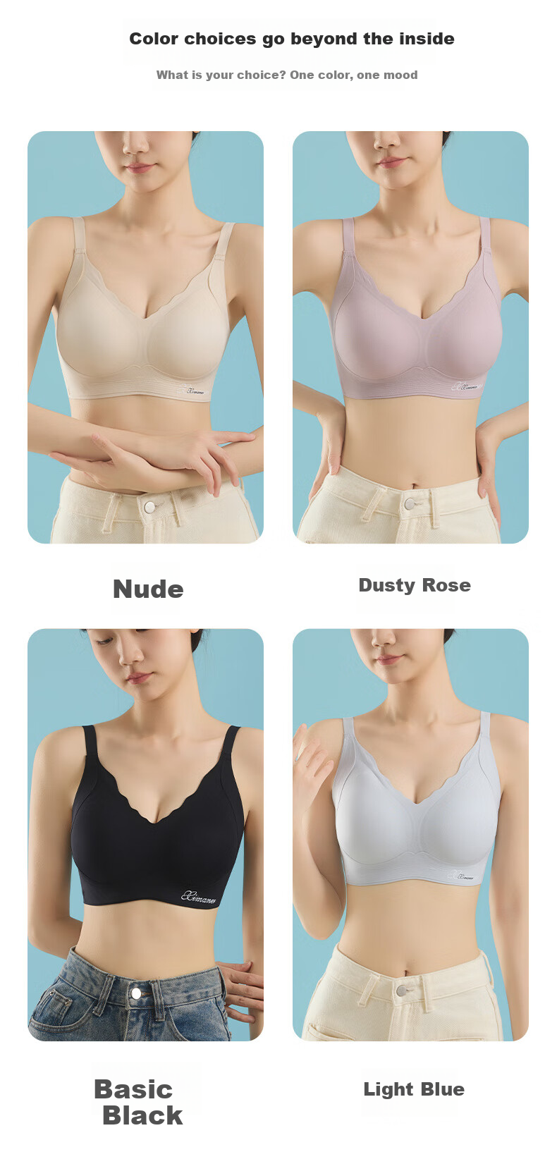 GRACEWELL Seamless Wireless Bra for Women Large Cup Minimizing Lift Push-Up Anti-Sagging Thin Pink Foundation Bra 11