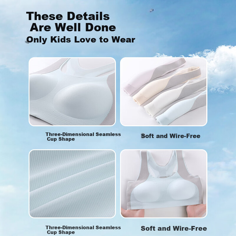 Xueqiman Junior High and High School Girls Bra for Adolescent Girls Development Period Youth Children's Underwear