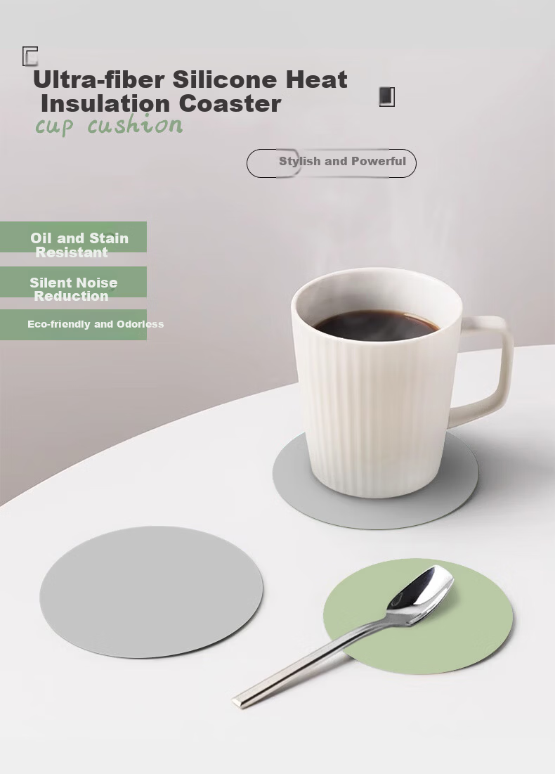Gusi Tea Coaster Heat Insulation Absorbent Coffee Cup Mat Anti-Scald Bowl Mat Green/Gray Diameter 12cm (4 Pieces) 1