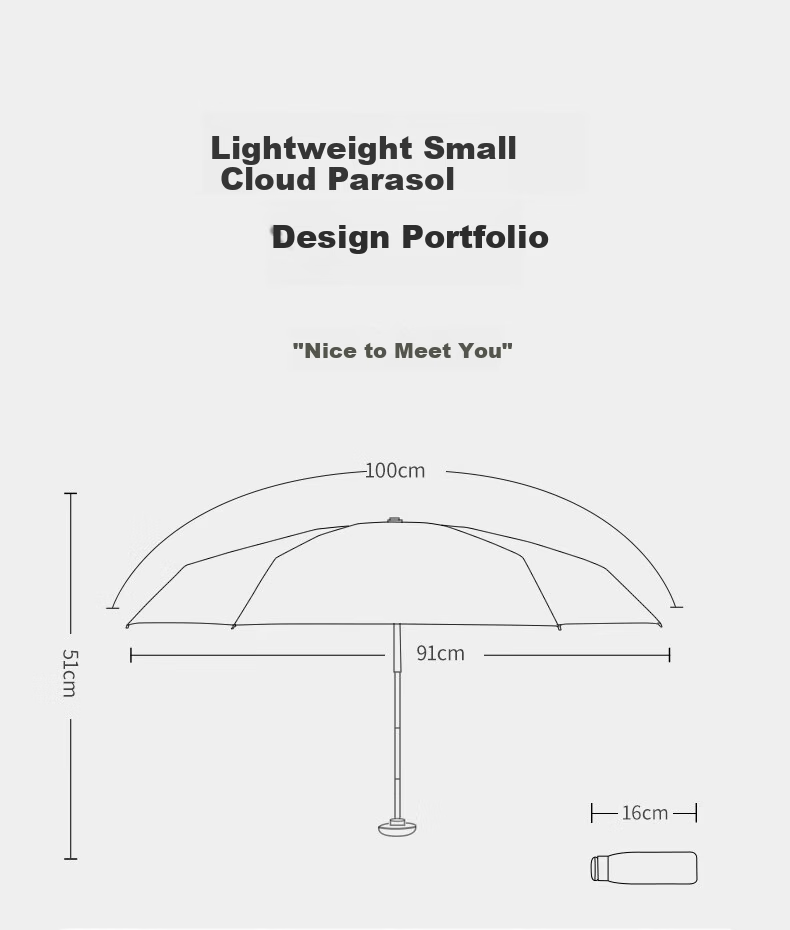 Paradise Umbrella UV Protection Five-Fold Cloud Black Coated Sunshade Lightweight Capsule Umbrella Xuanyan 6