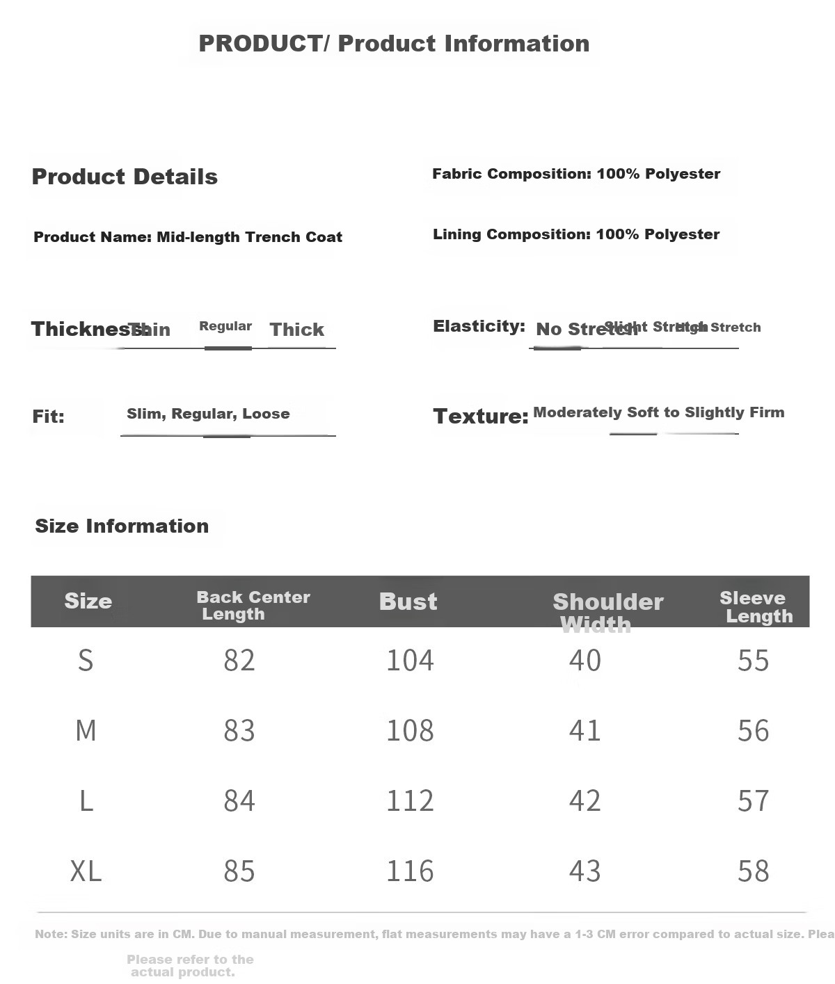 She Enjoy Casual Women's Mid-Length Trench Coat Blazer Collar Fashion Simple Jacket T13KF7478 6