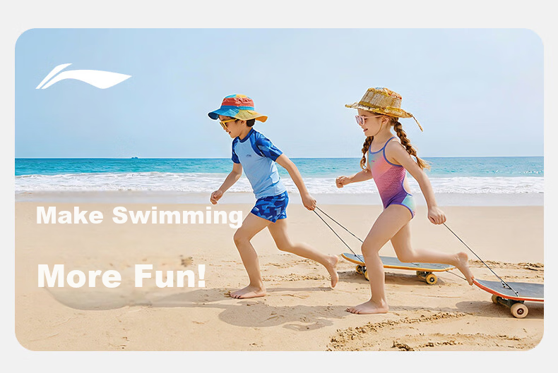 LI-NING Kids Girls Long Sleeve Long Pants Sunscreen Warm Split Professional Surfing Swimsuit Swimming Gear 1352 Blue 160 1