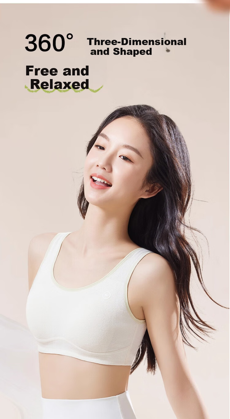 GUJIN Zero-Dye Organic Cotton 2-Pack Seamless Girls' Underwear Development Stage II Teen Bra for Middle and High School Students Size 85 13