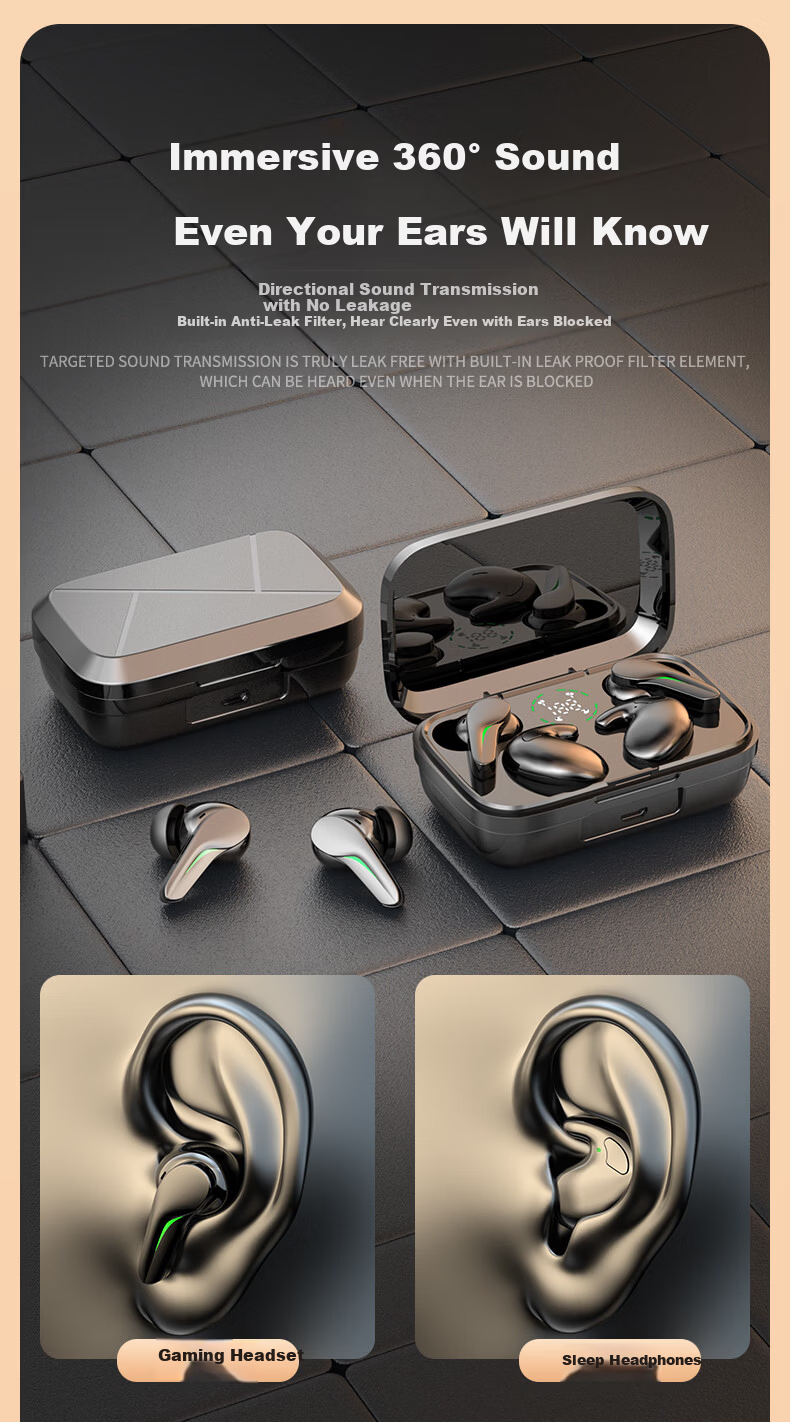Taidu RD39 Wireless Bluetooth Earbuds 4-Pack In-Ear Ultra-Mini Invisible Sports Running Sleep Gaming Noise-Cancelling Low Latency Long Battery Life High-Quality Sound 5