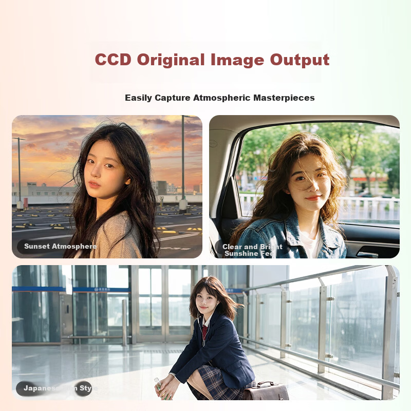 FAMUE HD CCD Digital Camera Student Retro Beauty Card Camera Girls Flip Screen Selfie Campus Travel Vlog Entry-Level Camera Birthday Gift 64G White