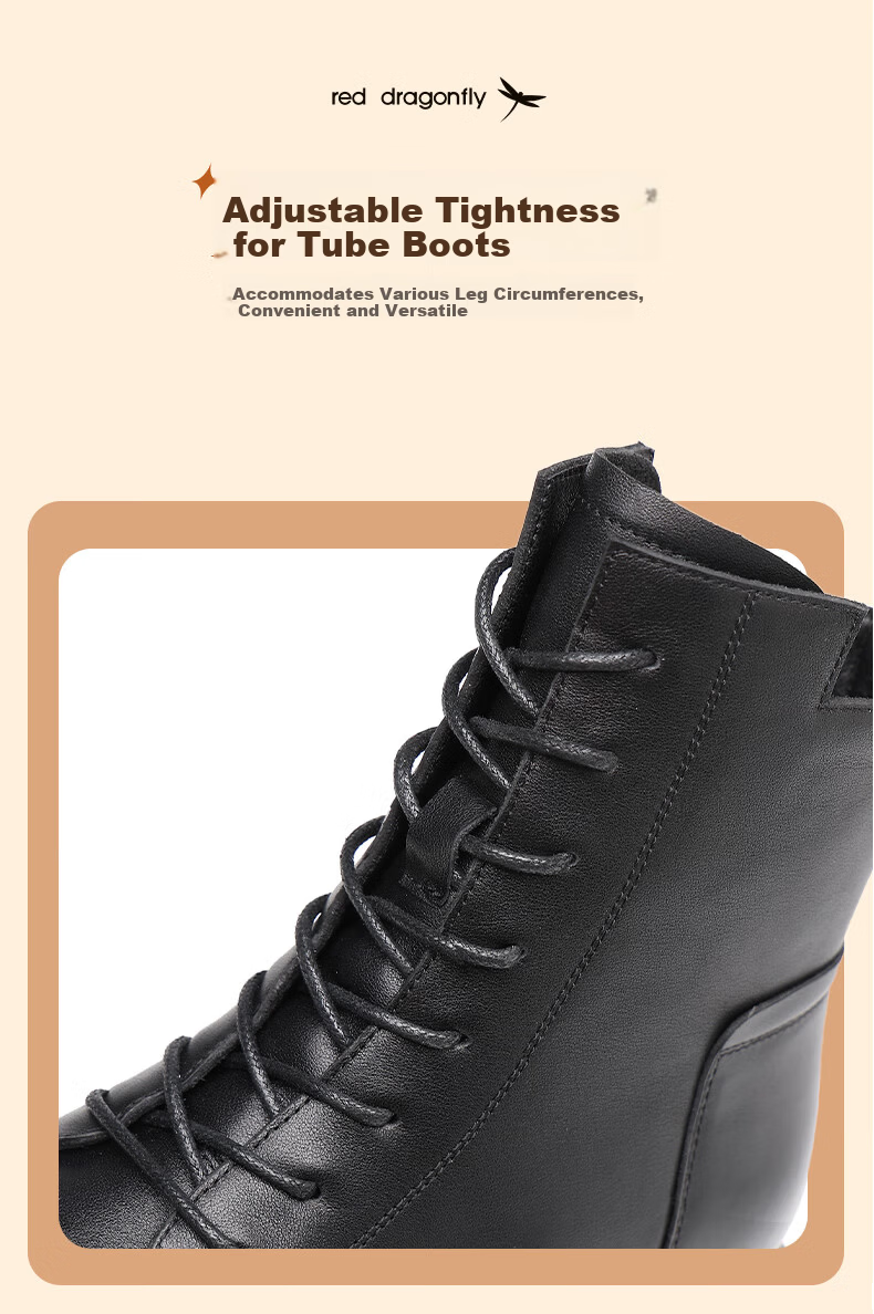 Red Dragonfly Women's Mid-Calf Boots Fashion Thick Sole Height Increasing Ankle Boots Short Martin Boots British Style Leather Boots WTC331611 11