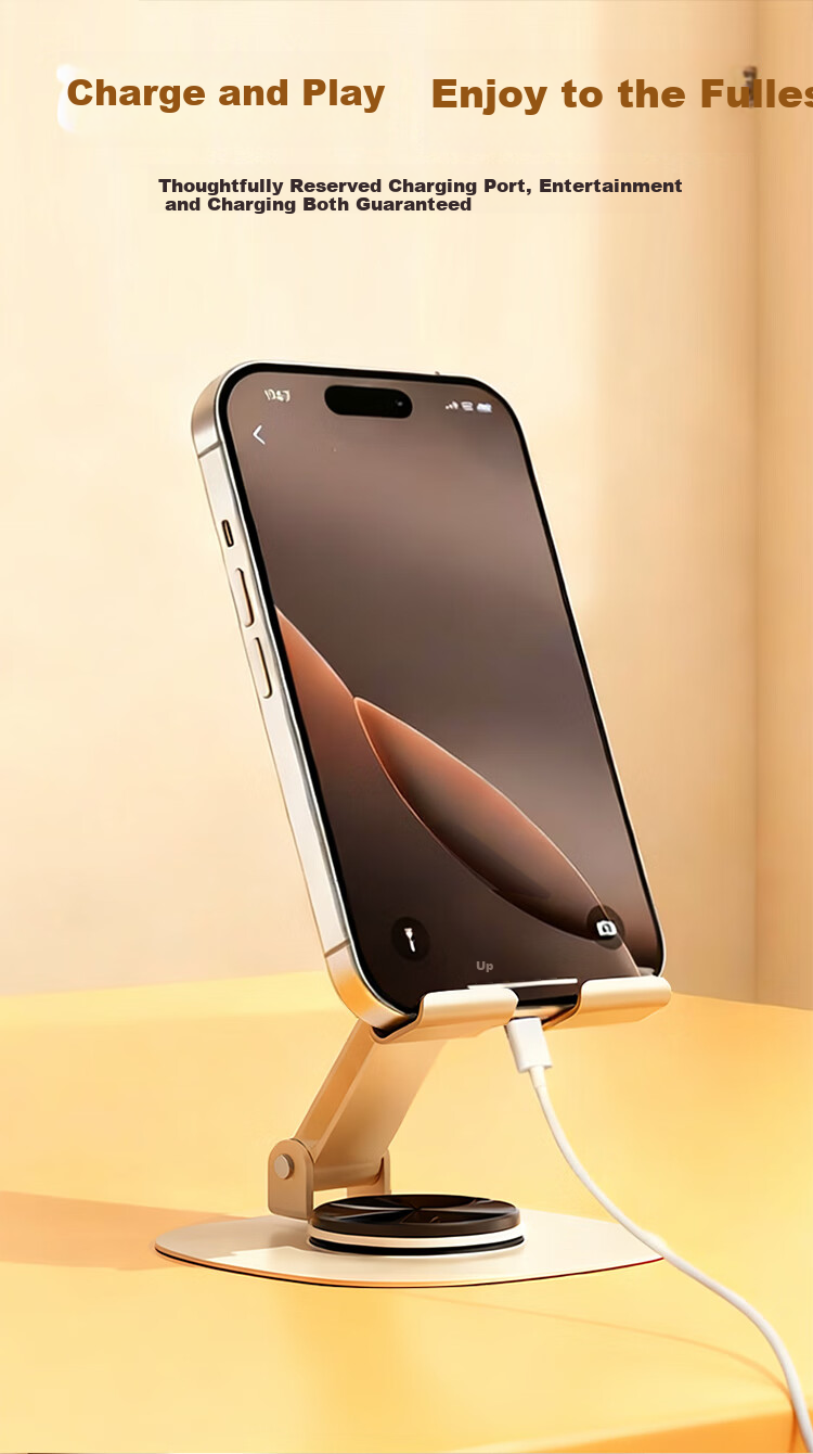 BZBC Mobile Phone Stand Desktop iPad Tablet Stand Bedside Live Streaming Watching Selfie Multifunctional Compact Foldable Portable 360° Rotatable Universal Phone Tablet Holder Off-White 8