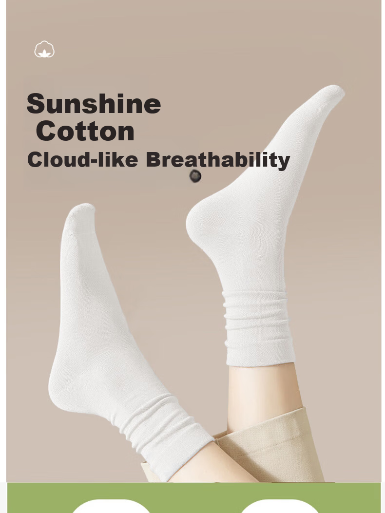Cotton Full Women's Socks 100% Pure Cotton Antibacterial Deodorant Crew Socks Mid-Calf Spring Autumn Black White Long Tube Socks 5 Pairs 2