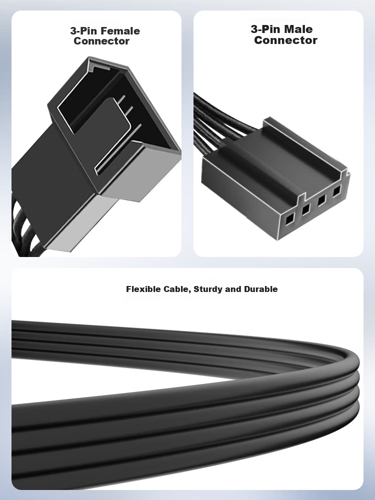 KELEPU Motherboard ARGB Control Cable, 5V Three-Pin Adapter Cable, Hub Extension Cable, One-To 50cm 5