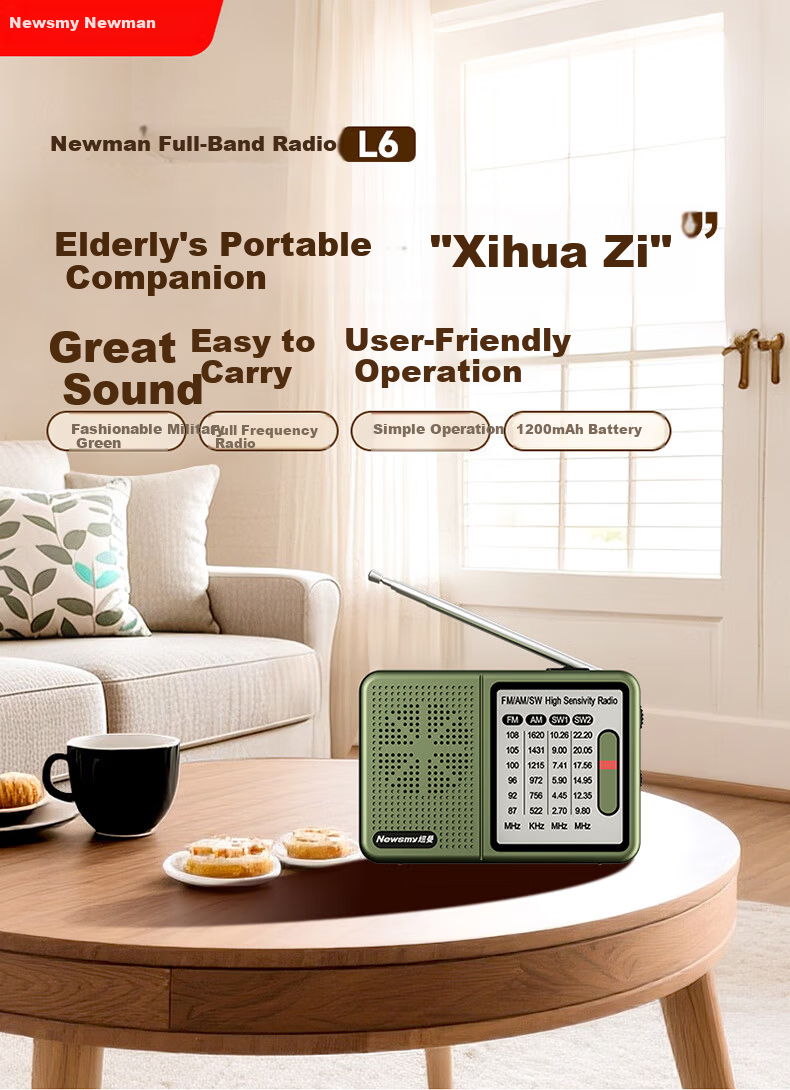 Newman [30 Years of Domestic Brand] L8 Radio Elderly Dedicated Simple Full Band FM Rechargeable Vintage Semiconductor Broadcast Station Small Speaker Portable Player 2