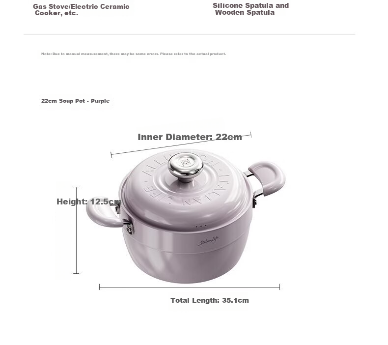 Alluflon Aluflon Soup Pot Healthy 0-Fluorine Coating Titanium Ceramic Milk Pot Trendy Purple Coconut Pot 22cm 12
