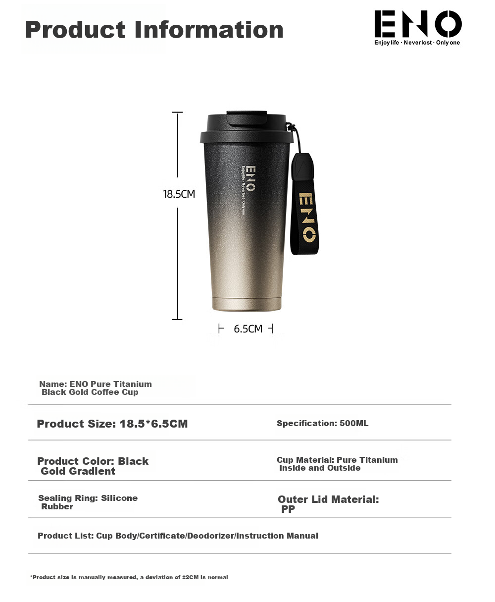 Eno Titanium Pure Titanium Insulated Straw Water Bottle High-Value Coffee Cup Portable Custom Valentine's Day Gift 14