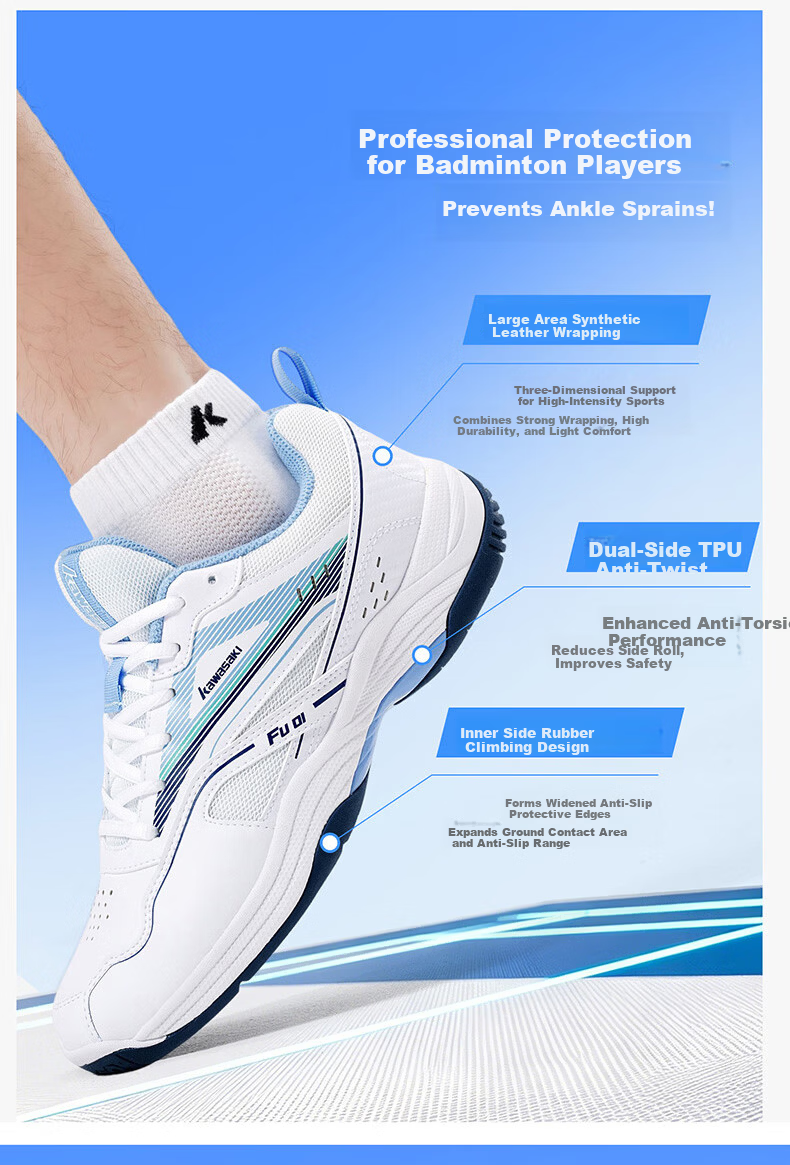 KAWASAKI Professional Badminton Shoes Unisex Lightweight Non-Slip Shock Absorption Training and Competition Shoes for Youth Beginners 6