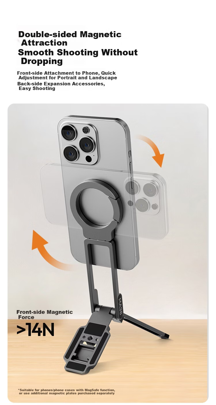 Ulanzi MA57 Carabiner Magsafe Phone Holder Portable Photography Tripod Compatible with iPhone Apple Android Desktop Selfie Stick 3