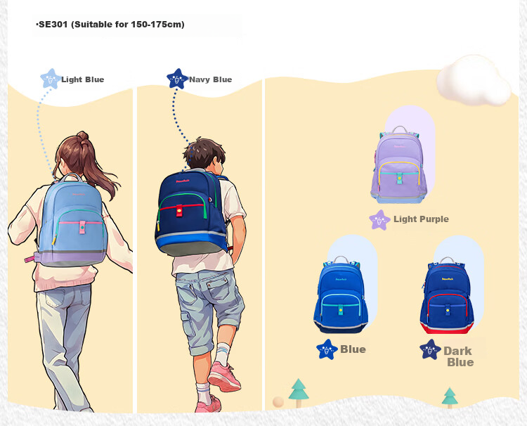 MoonRock Primary School Children's Ergonomic Backpack for Grades 3-5 Boys and Girls Large Capacity Dark Blue 9