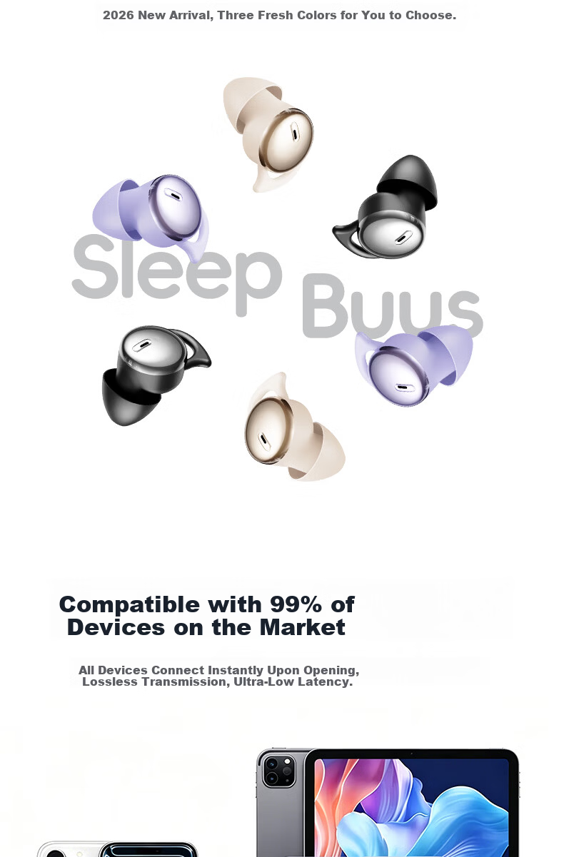 Chengao Sleep Headphones Deep Sleep Pod Bluetooth Earphones Wireless Noise-Cancelling Sleep Earplugs Invisible Compact Side-Sleeping Compatible S6 Purple 17
