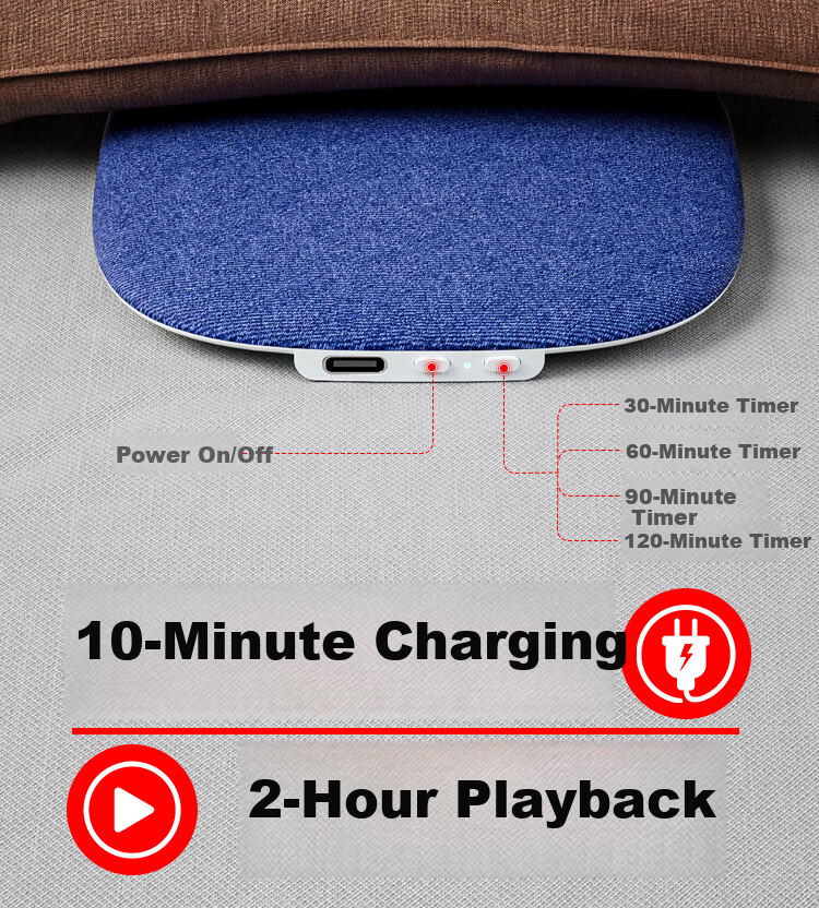 Aiwa AH-37 Sleep Aid Under-Pillow Bluetooth Speaker Ultra-Thin Pillow Speaker Sleep Sound Machine White Noise Bedside Speaker Blue 9