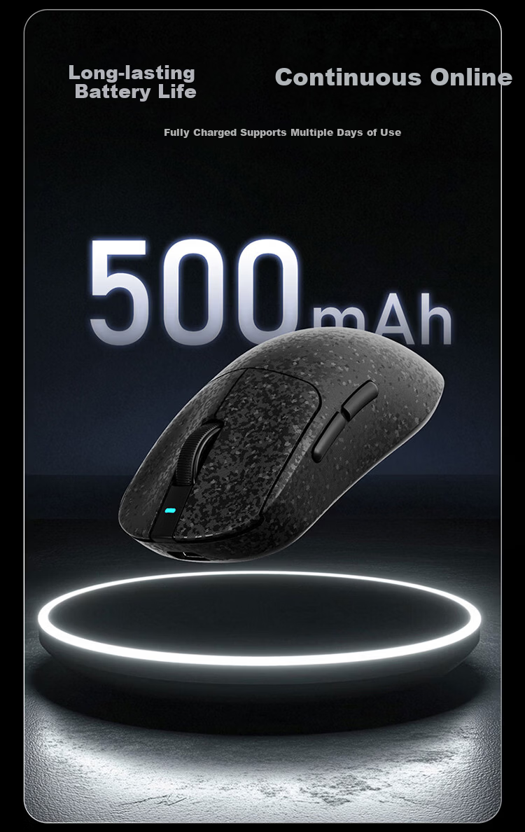 AJAZZ T520AI Wireless Mouse, Carbon Fiber Lightweight Gaming Mouse, Star Flash Three-Mode Connection, Comfortable Feel, Delicate Texture, Blue 9