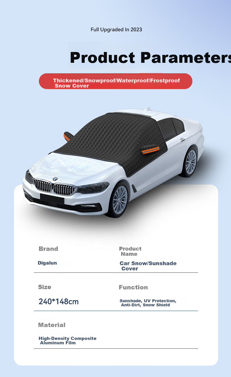 Digalun Car Snow Cover Front Windshield Frost and Snow Protection Winter Car Window Cover Windshield Cloth 8