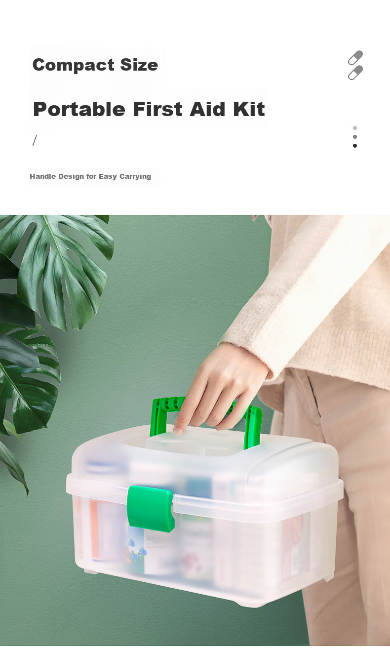 JEKO&JEKO Large Capacity Family Medicine Box, Home Medicine Cabinet, Pill Organizer, Gree 3