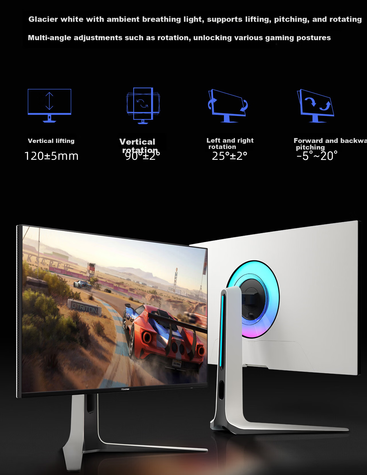 Hisense GX 31.5-inch 3A Original Picture Obsidian Screen 2304-Zone Glass-Based MiniLED XDR 2000nits 4K 160Hz Dual-Mode Gaming Monitor 32GX 29