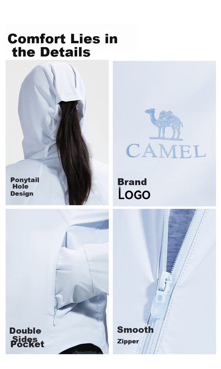 CAMEL Outdoor Original Yarn Sun Protection Jacket 2026 Spring Summer New Women's Slim Breathable Cooling Sun Protection Sports Jacket 5008 19
