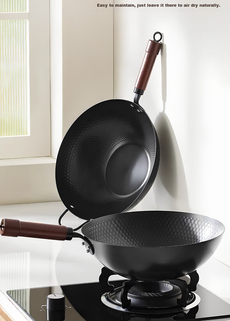 Carote 32cm Titanium-Free Coating Iron Wok Non-Stick Stir Fry Pan for Home Use Compatible with Gas and Induction Cooktops 13