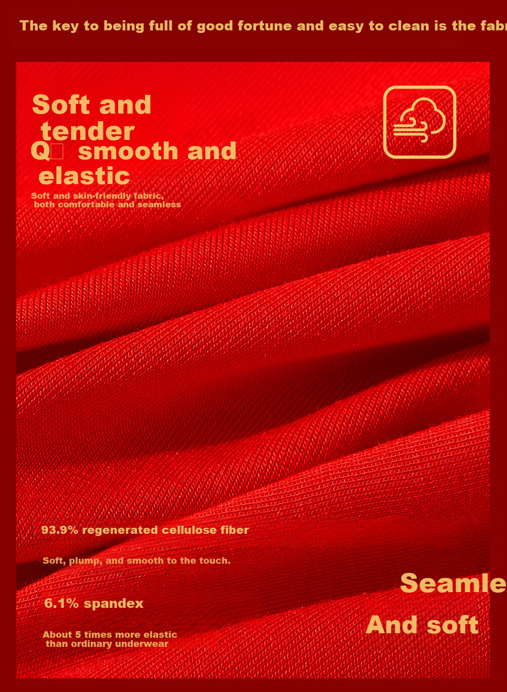 GUJIN Women's Red Underwear Set for the Year of the Snake, Mid-Waist Antibacterial Cotton Briefs and Socks for Marriage Year 8