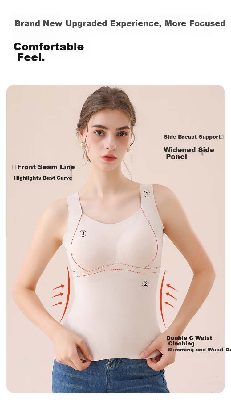 MiiOW Women's Thermal Vest with Built-In Bra Pads, No Need for Bra, Cationic Heat-Retaining Top, Undershirt Camisole, White, 2XL 4