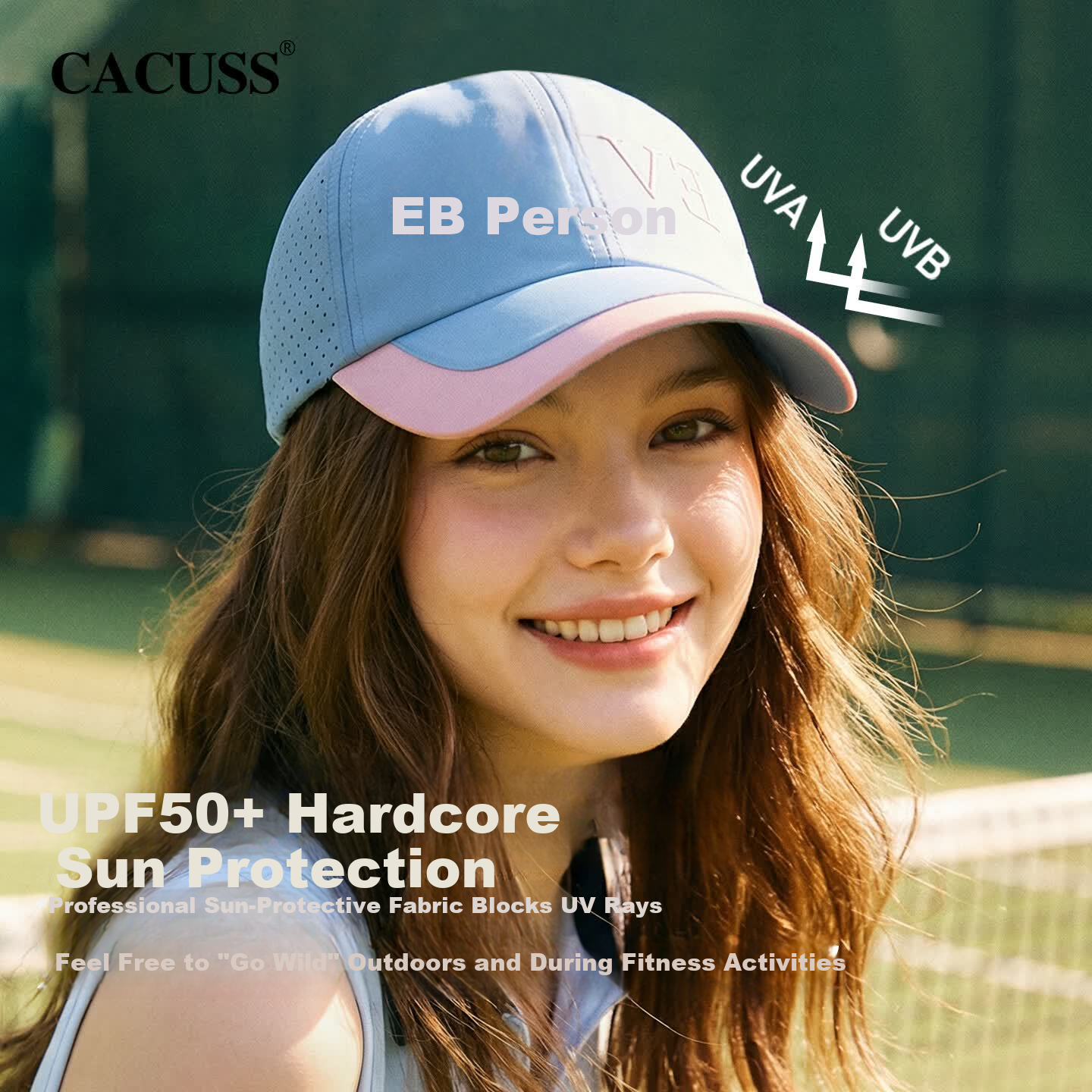 CACUSS Outdoor Sun Protection Summer Sports Cap for Women, Men's Mesh Baseball Cap, Water-Repellent Sunshade Duckbill Cap, Blue Wild
