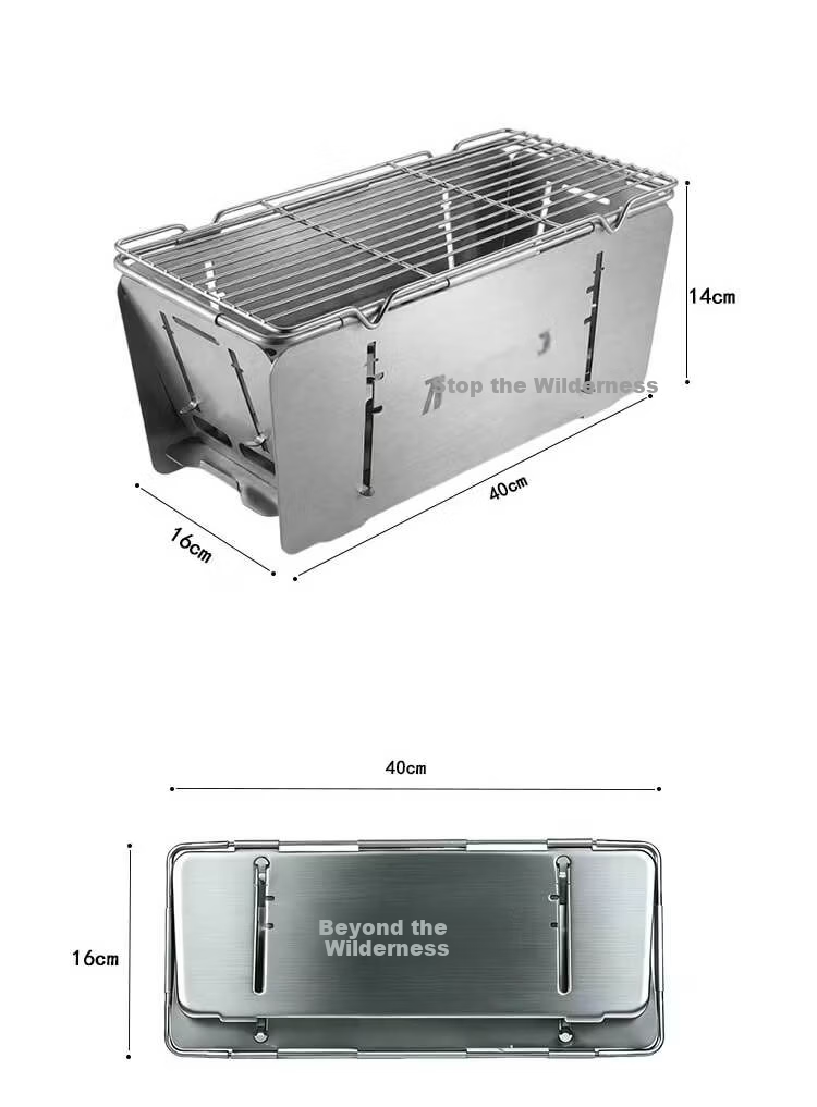 Beyond Wilderness 005 Briefcase BBQ Grill Portable Stainless Steel Outdoor Camping Stove (7-Piece Set) 8