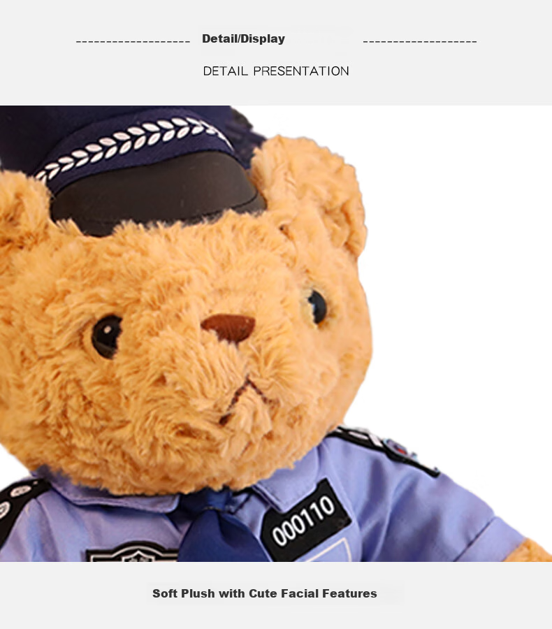 Aishang Bear Police Teddy Bear Plush Doll Public Security Traffic Police SWAT Plush Toy Birthday 520 Valentine's Day Gift for Kids 4