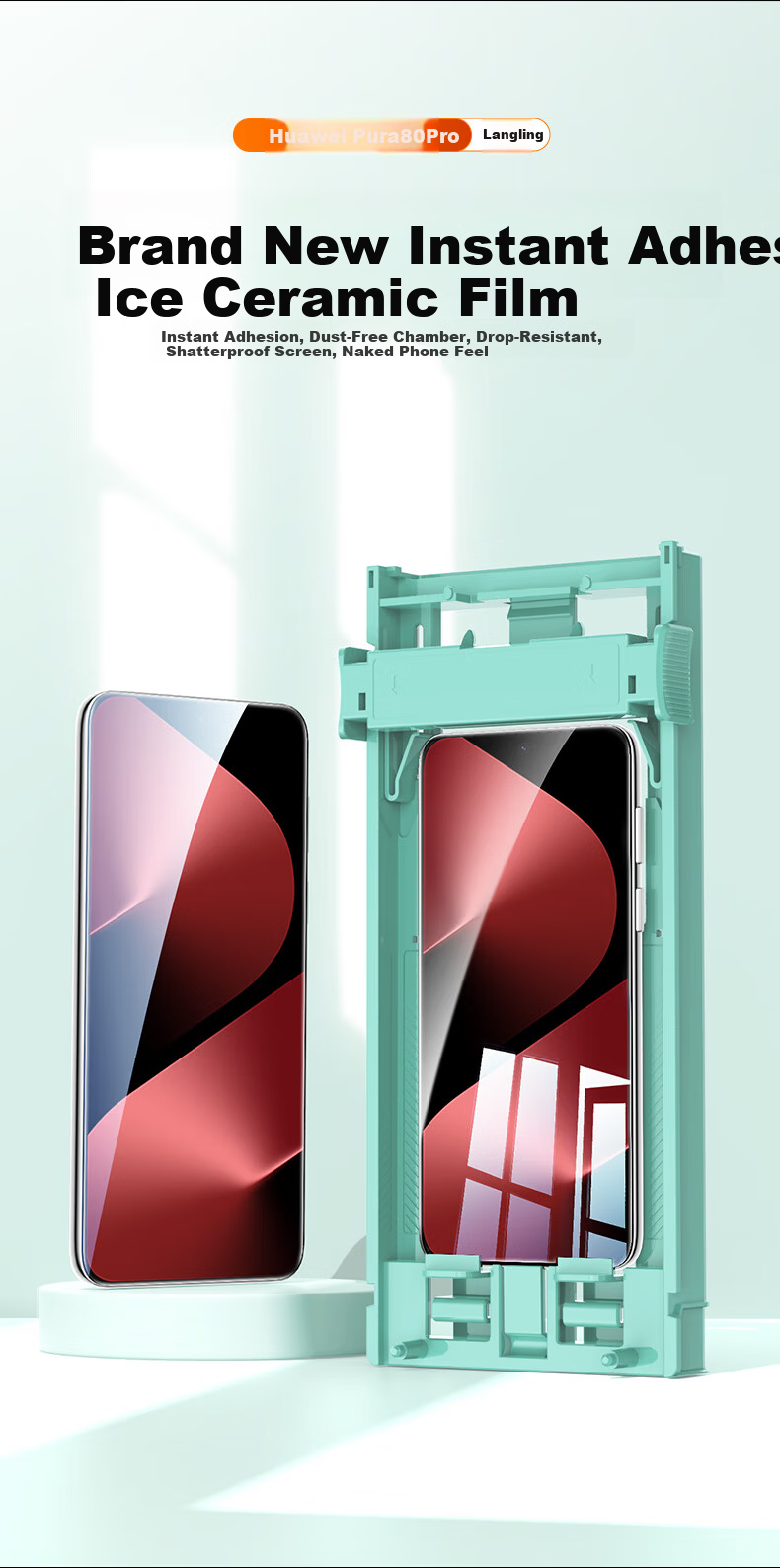 LANGLING 28° Ice Porcelain Film Privacy Screen Protector for Huawei Mate X7, Hydrogel Full Coverage Non-Tempered Front Film Anti-Peeping 2