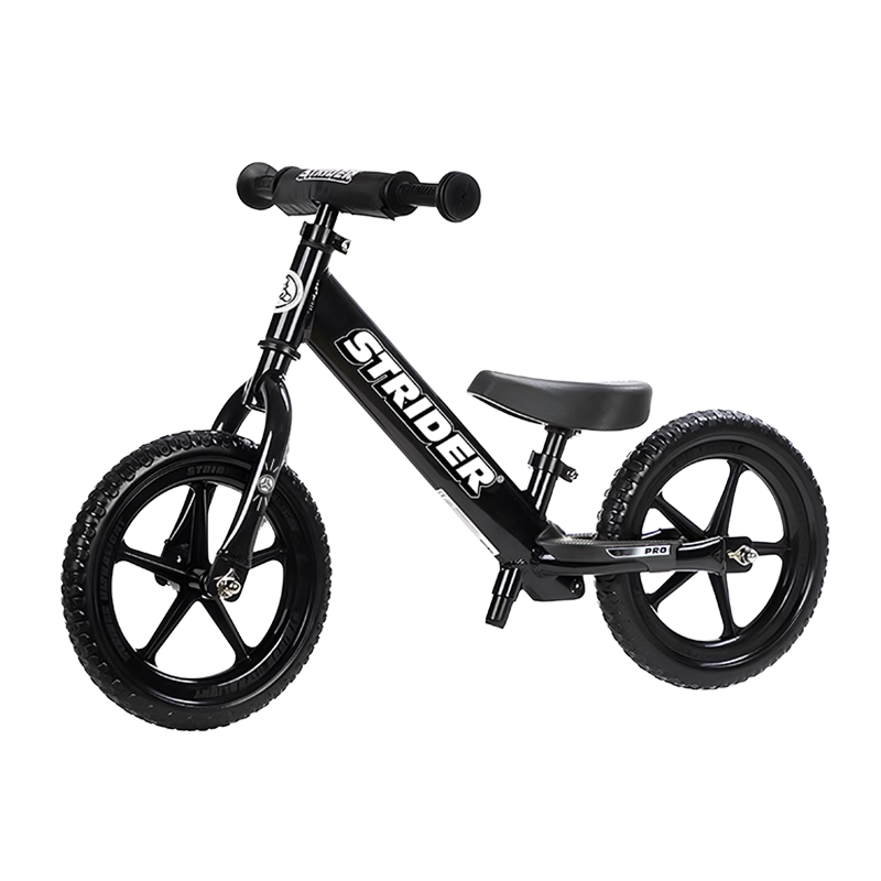 STRIDER Kids Balance Bike for Ages 1-5, 12-Inch Pro Racing Bicycle, Black