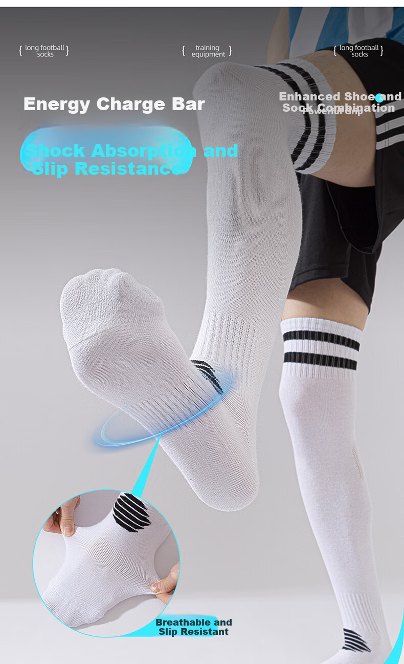Lihai Wolf Men's Cotton Long Over-the-Knee Football Socks Thin Non-Slip Breathable Sports Socks Children's Football Training Socks 5