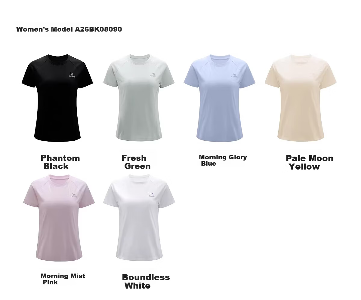 CAMEL [Toray Fabric] Outdoor Quick-Dry T-Shirt Women 2026 Spring Summer Short Sleeve Stretch Breathable Sweat-Absorbing Sports Top Men 8090 18