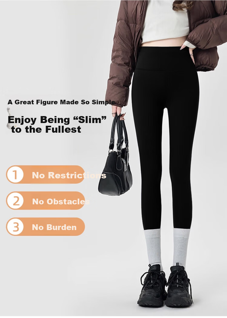 Langsha Women's Cashmere Silk Sharkskin Pants Outerwear Autumn Winter Warm Cotton High Waist Fleece Thickened Leggings 12