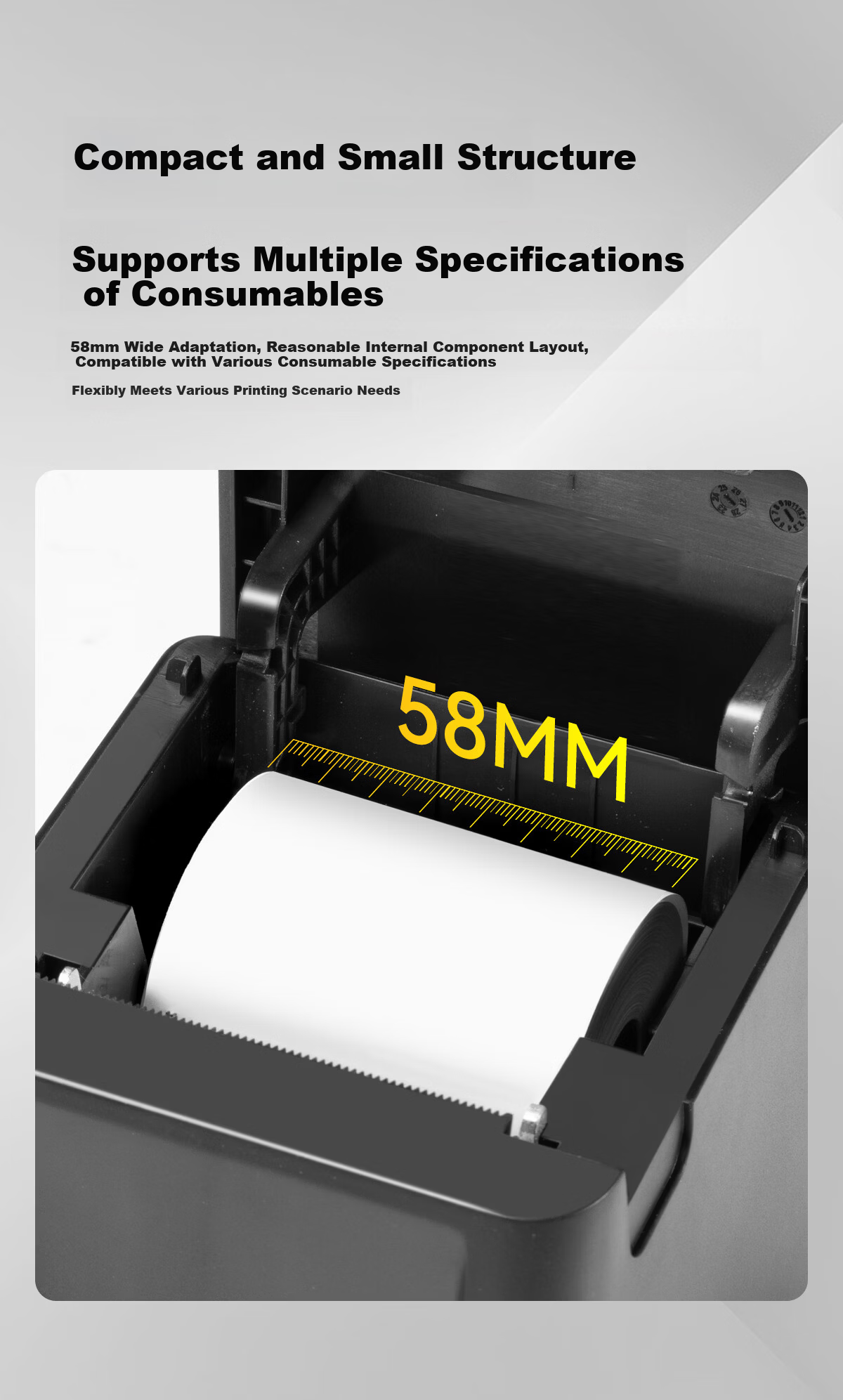 Caige T58 58mm Thermal Receipt Printer USB Version for JD Meituan Ele.me Takeout Order Cash Register Supermarket Retail Convenience Store Receipt Printer Computer 5