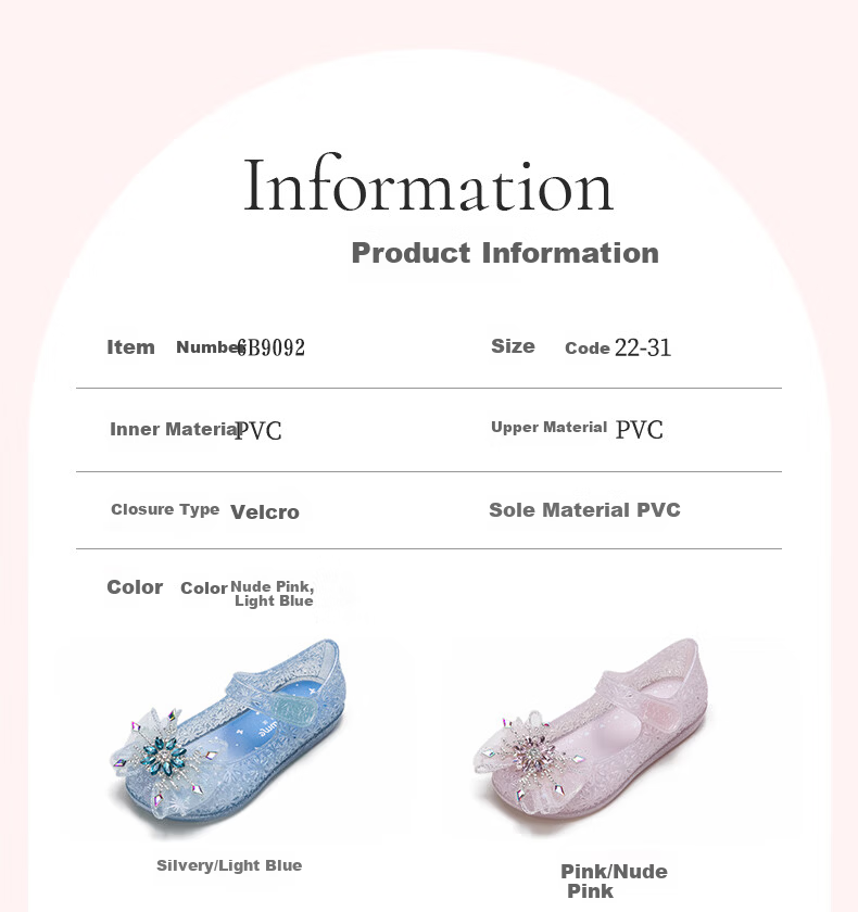 Fulomi Girls Summer Sandals New Sweet Stylish Princess Crystal Shoes Children's Non-slip Lightweight Jelly Shoes Light Blue Size 29 1