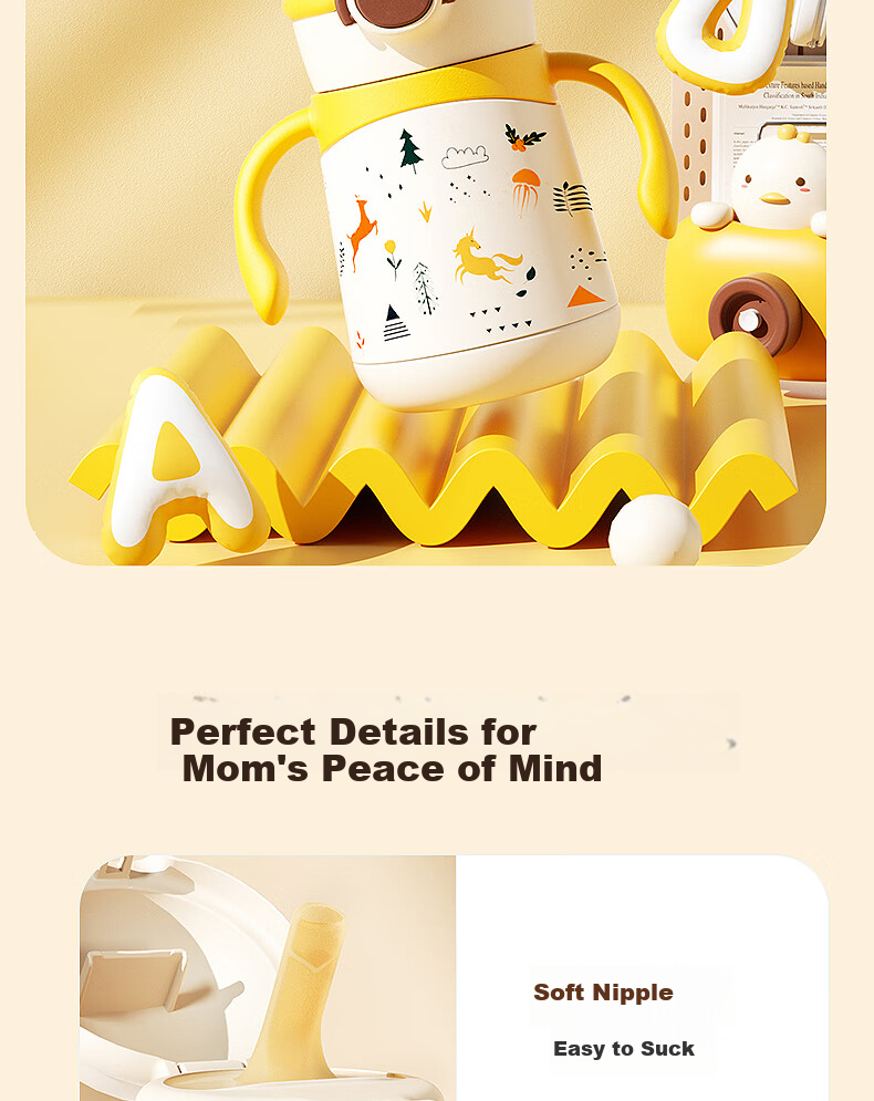 NEVS Kids Insulated Bottle 316 Stainless Steel Baby Training Straw Cup Baby Water Bottle Direct Drinking Milk Bottle - Naige Mi 20